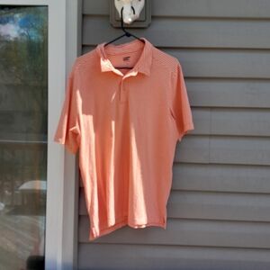 Lands' End Men's Orange Striped Shirt Traditional Fit Large